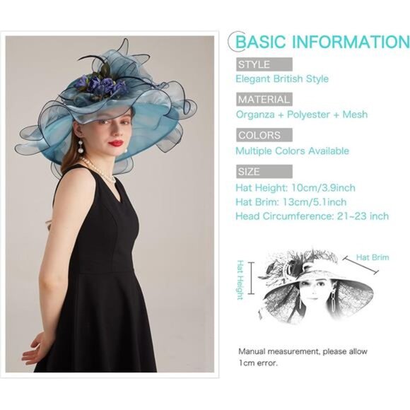 Women's Kentucky Derby Church Dress Hat 02-darkblue - Picture 3 of 7